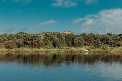 Scenic view of lake against sky