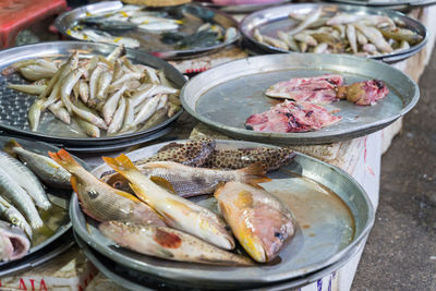 Close-up of fish for sale in market