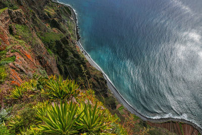 High angle view of sea shore