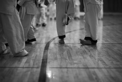 Low section of children in karate classes