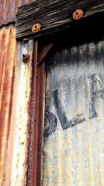 Close-up of weathered door