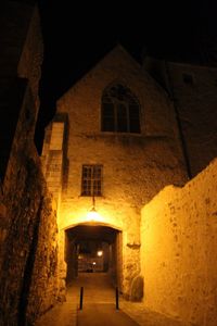 Low angle view of building at night