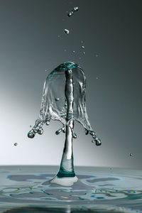 Close-up of drop falling on water