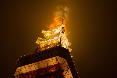 Low angle view of illuminated built structure