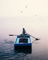 Bird flying over a boat