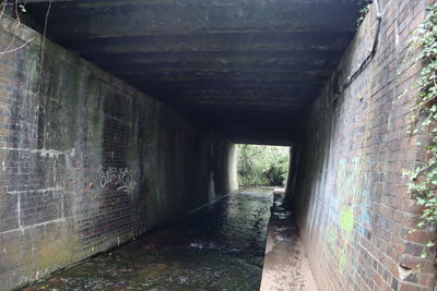 Narrow corridor along walls