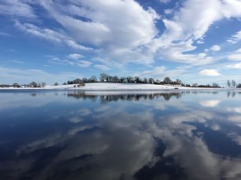 Scenic view of lake against sky