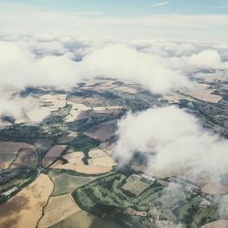 High angle view of aerial view of land against sky