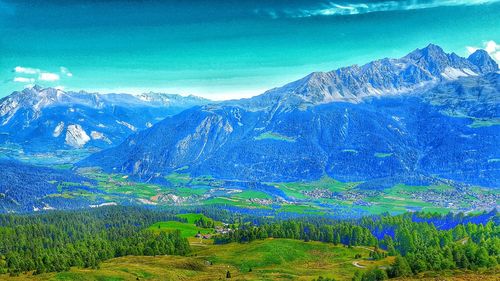 Scenic view of mountains against sky