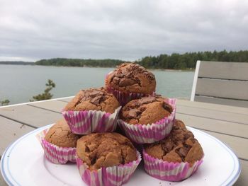 Close-up of cupcakes on table