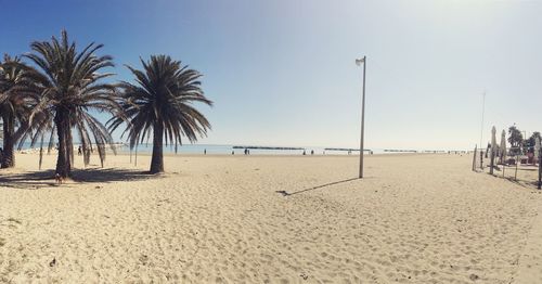 Scenic view of beach against clear sky