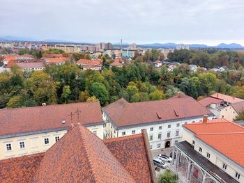 High angle view of townscape against sky