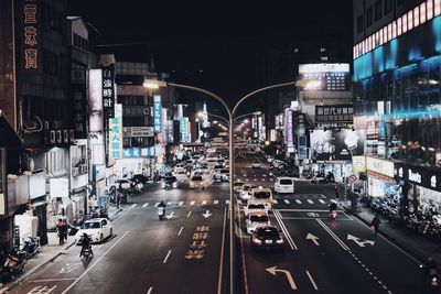 Traffic on road at night