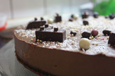 Close-up of cake on table