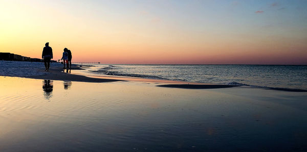 Minimalist beach landscape at sunrise on seascape in florida. 