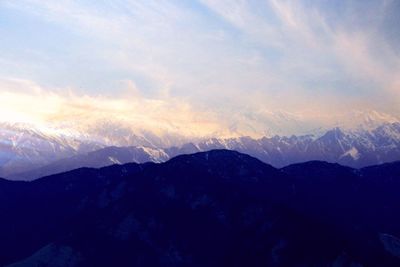 Scenic view of mountains against sky