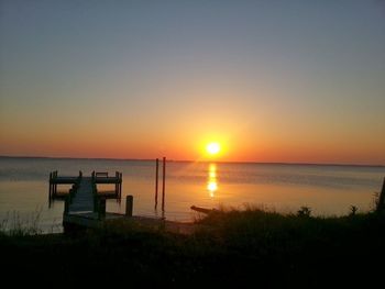 Scenic view of sea at sunset