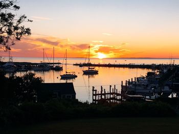 Scenic view of sea at sunset