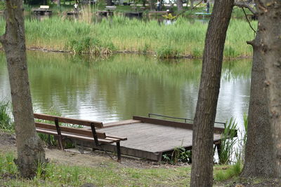 Scenic view of lake against trees