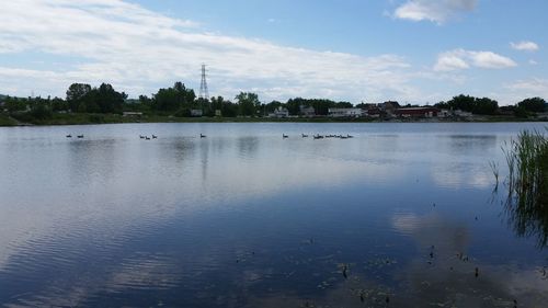 Scenic view of lake against sky