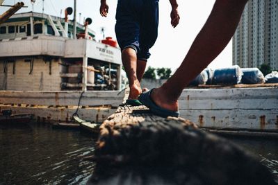 Low section of man in city