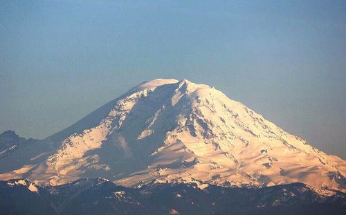 Scenic view of snow covered mountains