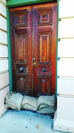 Closed door of old building