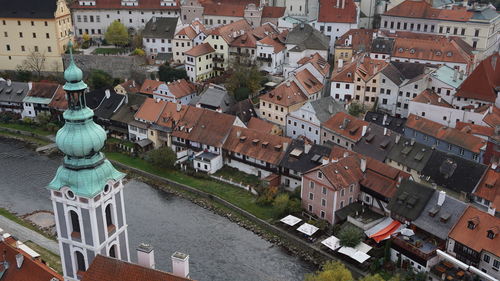 High angle view of cesky krumlov townscape