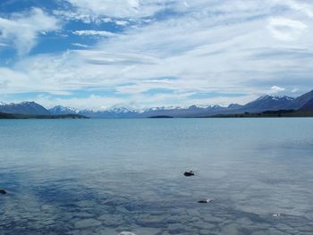 Scenic view of lake against sky