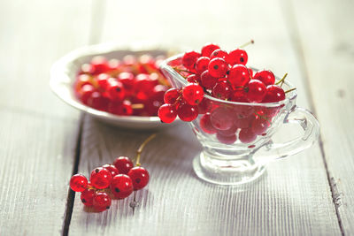 Close-up of strawberries on table