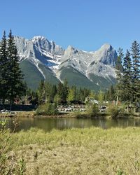 Scenic view of lake and mountains