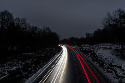 Light trails on highway at night