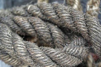 Close-up of rope tied on metal