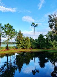 Scenic view of lake against sky