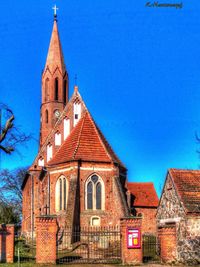 Low angle view of church against clear sky