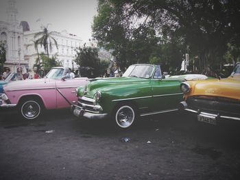 Vintage car on street in city