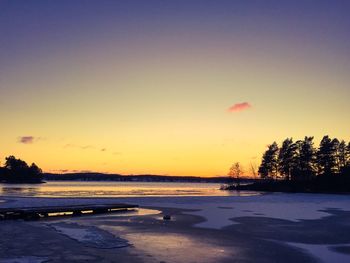 Scenic view of sea at sunset