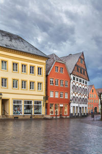 Market square with historical houses in warendorf, germany