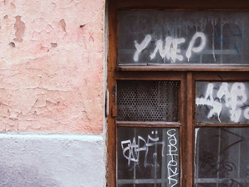 Close-up of graffiti on wall