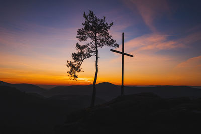 Low angle view of silhouette trees against sky during sunset