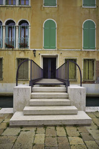 Empty staircase of building in city