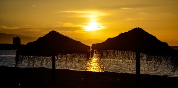 Scenic view of sunset over sea