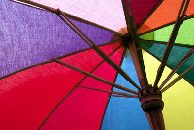 Low angle view of multi colored umbrella