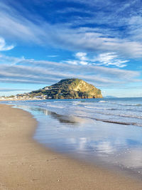 Scenic view of beach against sky