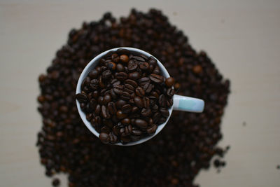 Close-up of coffee beans on table