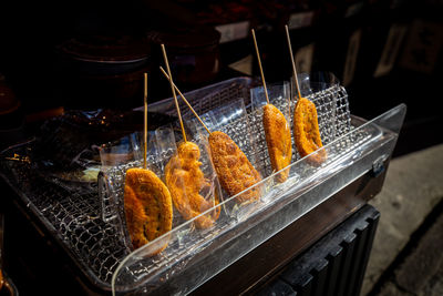 High angle view of food on table