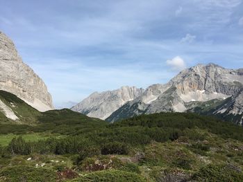 Scenic view of mountains against sky