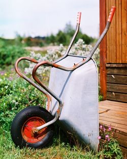 Wheelbarrow in a yard