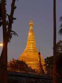 Low angle view of pagoda against sky