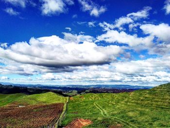 Scenic view of field against sky